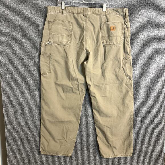 Carhartt Mens Dungaree Fit Carpenter Pants Size 44 Brown Rugged Work Wear Cotton - Picture 8 of 12